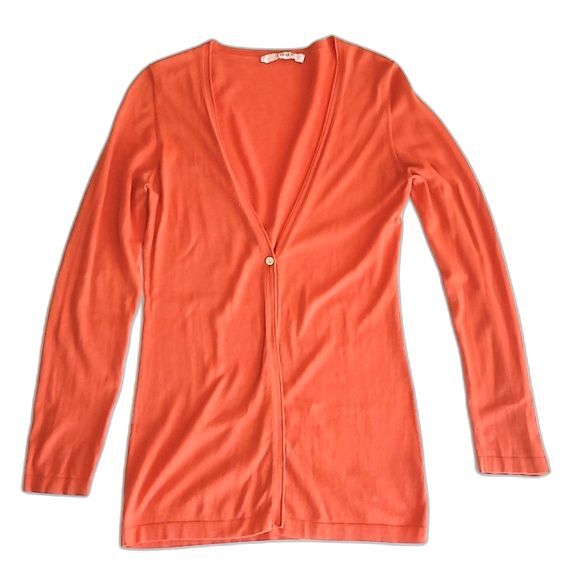 IMMA Orange Long Sleeve Casual Lightweight Cardigan Sweater size S - Picture 1 of 10